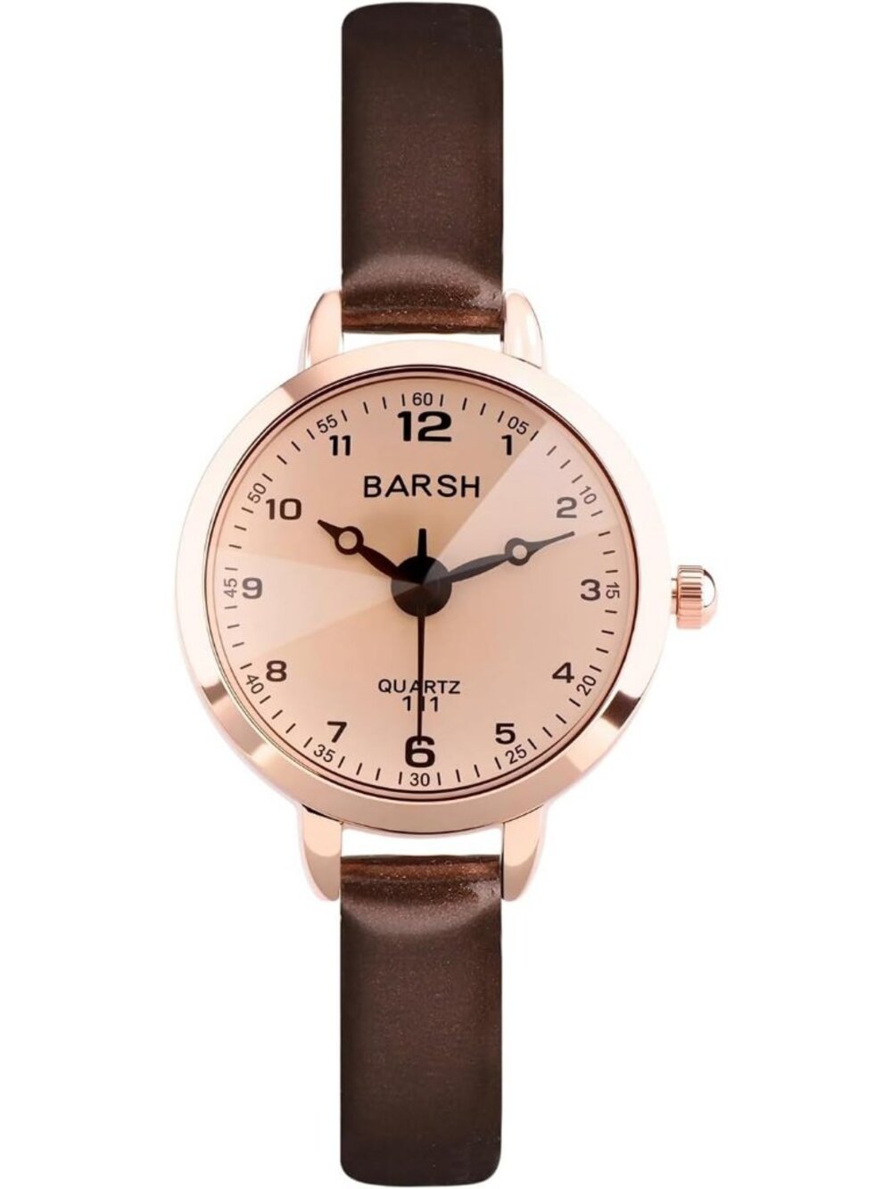 Women's Coffee Brown Analog Quartz Classic PU Leather Casual Round Wrist Watch